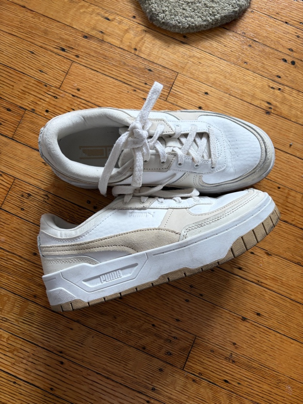 Puma White and Beige Sneakers